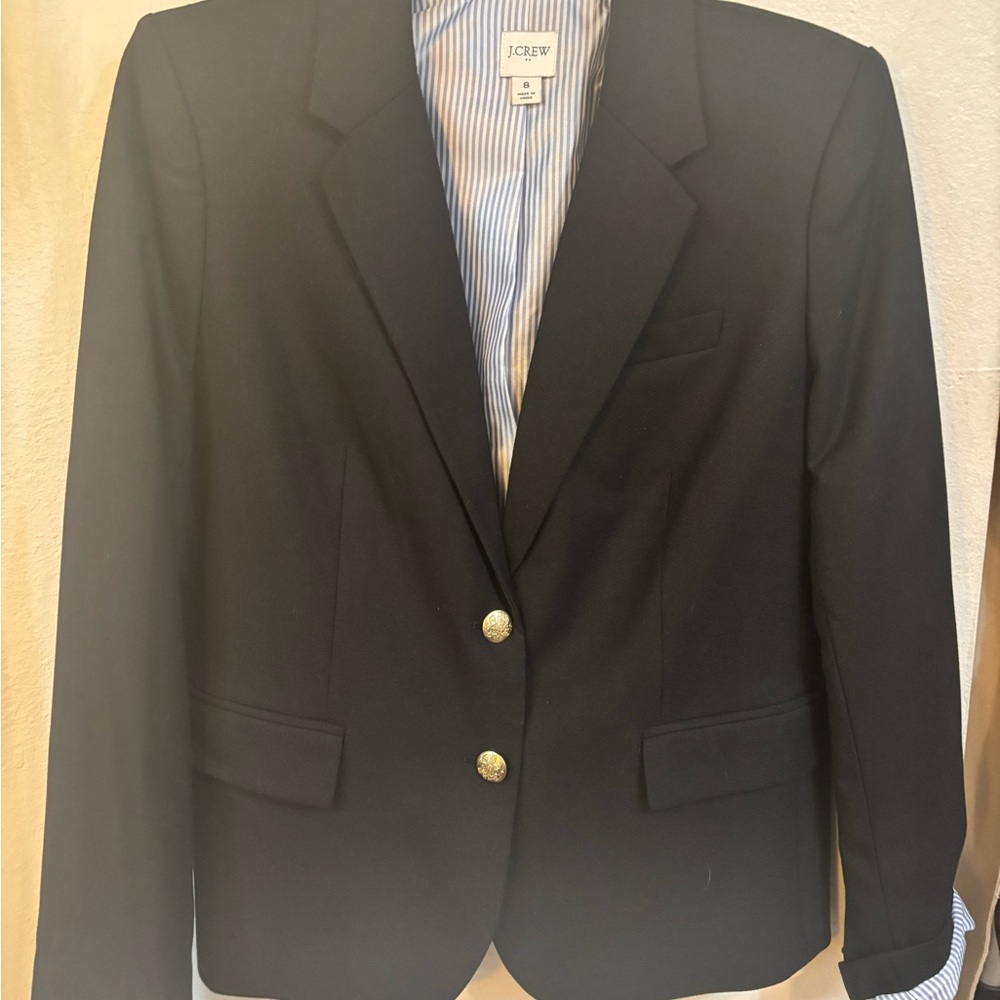 J. Crew Women's Elegant Black Blazer with Gold Buttons